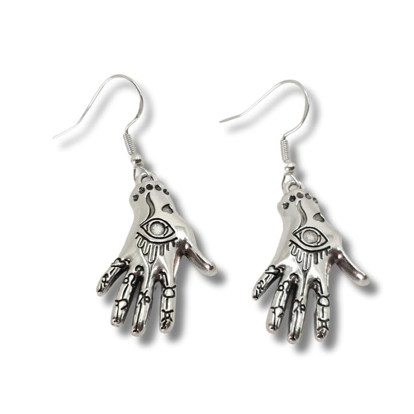 Sterling Silver Hand Earrings for Women - Elegant Boho Dangle Earrings for Party, Wedding & Everyday Wear