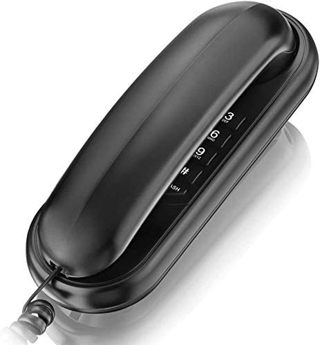 YUBIN Corded Landline Telephone - Wall Mounted Home & Office Phone with Clear Sound, No Battery Required - Classic Black Design for Kitchen, Bedroom, or Workspace
