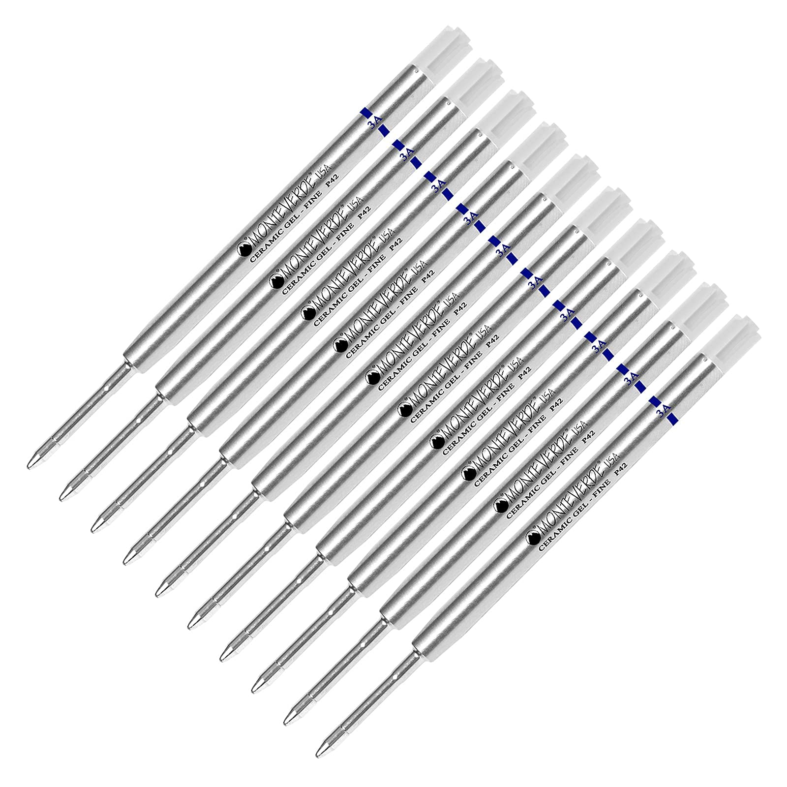 Monteverde® Capless Ceramic Gel™ P42 Ink Refill 10-Pack - Compatible with Parker® Style Ballpoint Pens - Blue Black Fine Tip 0.6mm - Ideal for Office, School & Everyday Writing Needs