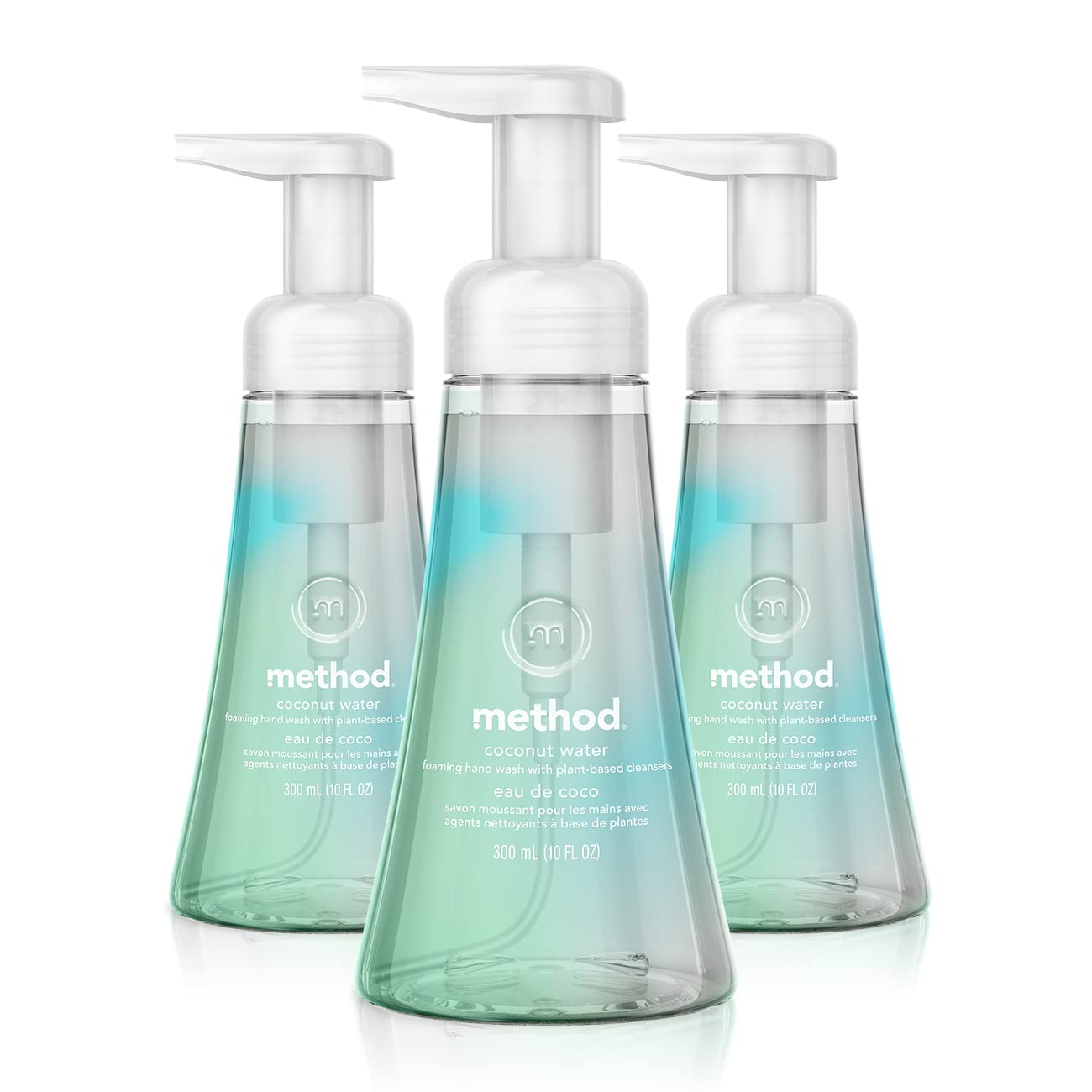 Method Foaming Hand Wash - Coconut Water Scent, 10 oz (3-Pack) | Gentle & Moisturizing Hand Soap for Kitchen, Bathroom & Office Use