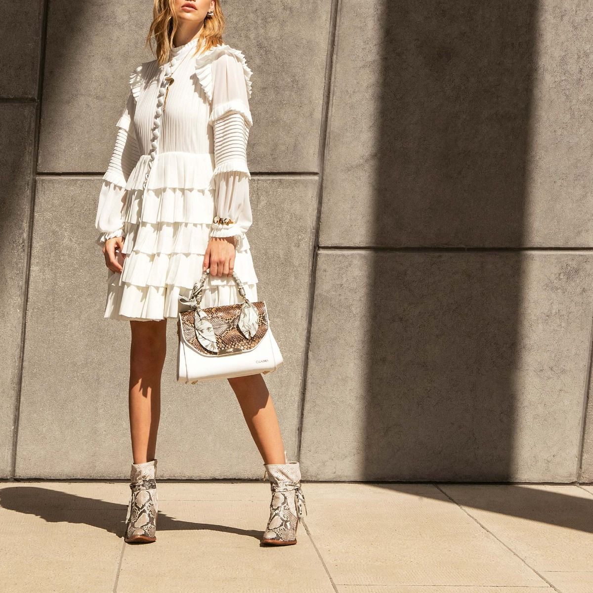Women's Natural White Summer Fashion Python Ankle Boots - 3F50PH Cuadra - Perfect for Casual Outings, Parties, and Office Wear