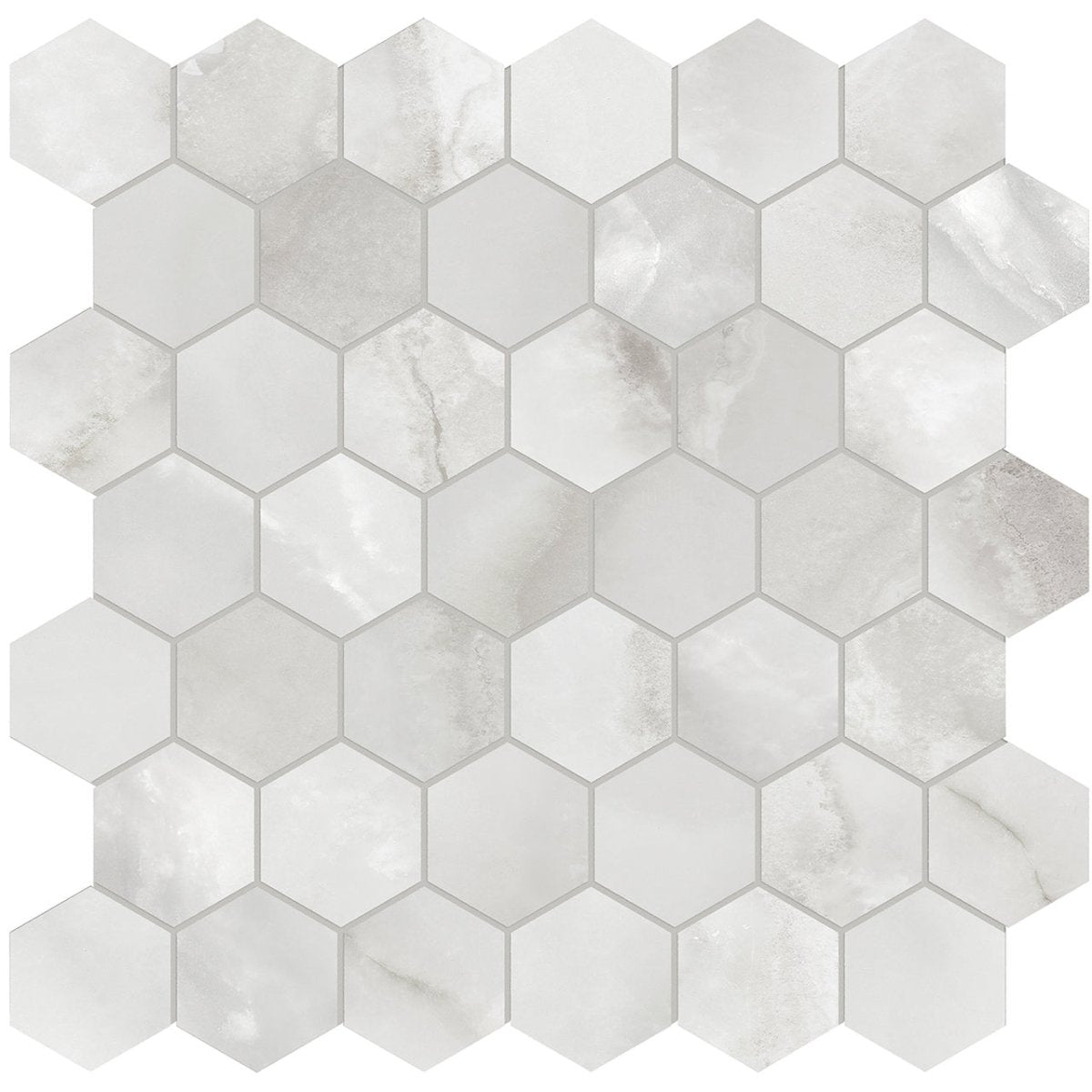 Hexagon La Marca Onyx Polished Glazed Porcelain Mosaic Tiles - 2 Pack, Premium Bathroom & Kitchen Backsplash, Shower Wall, Fireplace Decor