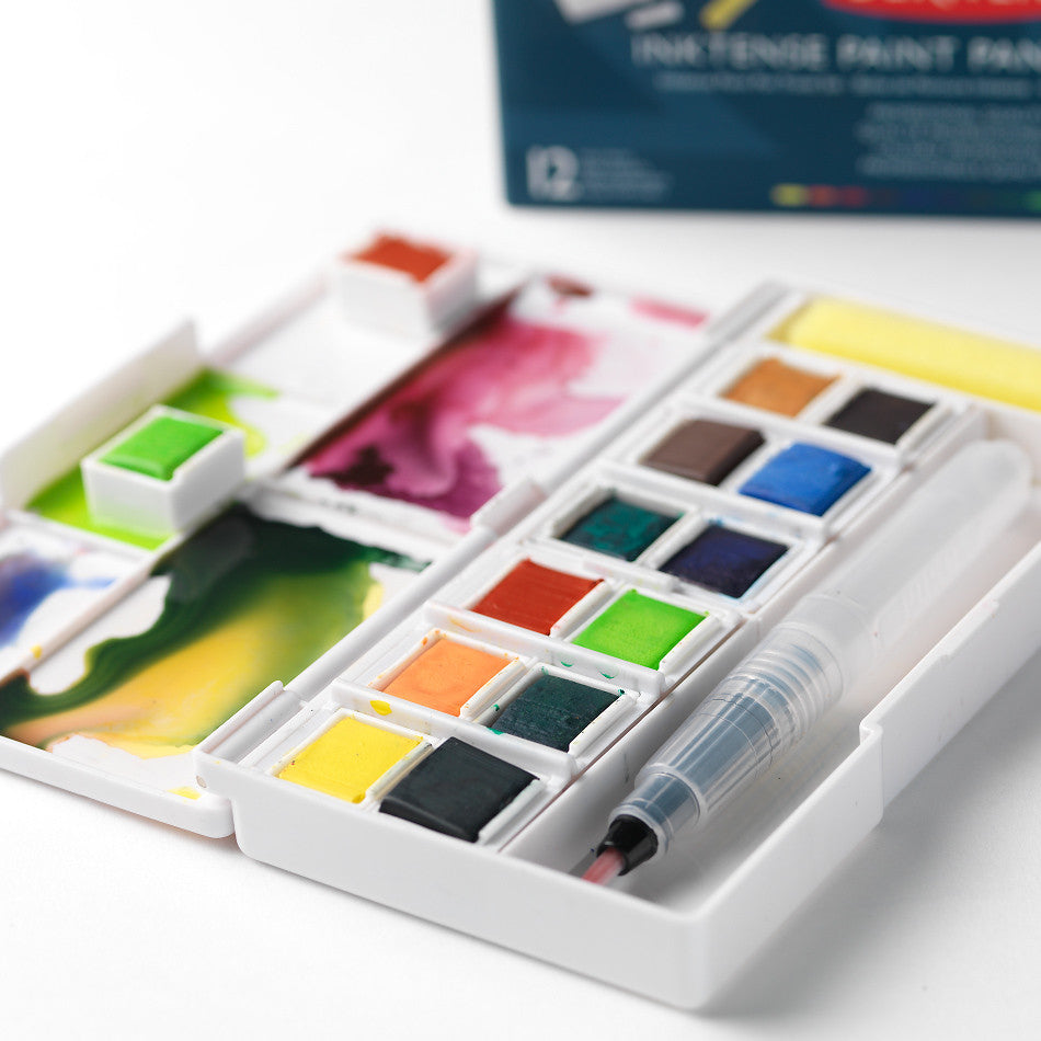 Derwent Inktense Paint Pan Travel Set #01 - Vibrant Watercolor Pencils for Artists & Travelers - Perfect for Sketching, Painting & Outdoor Art Projects