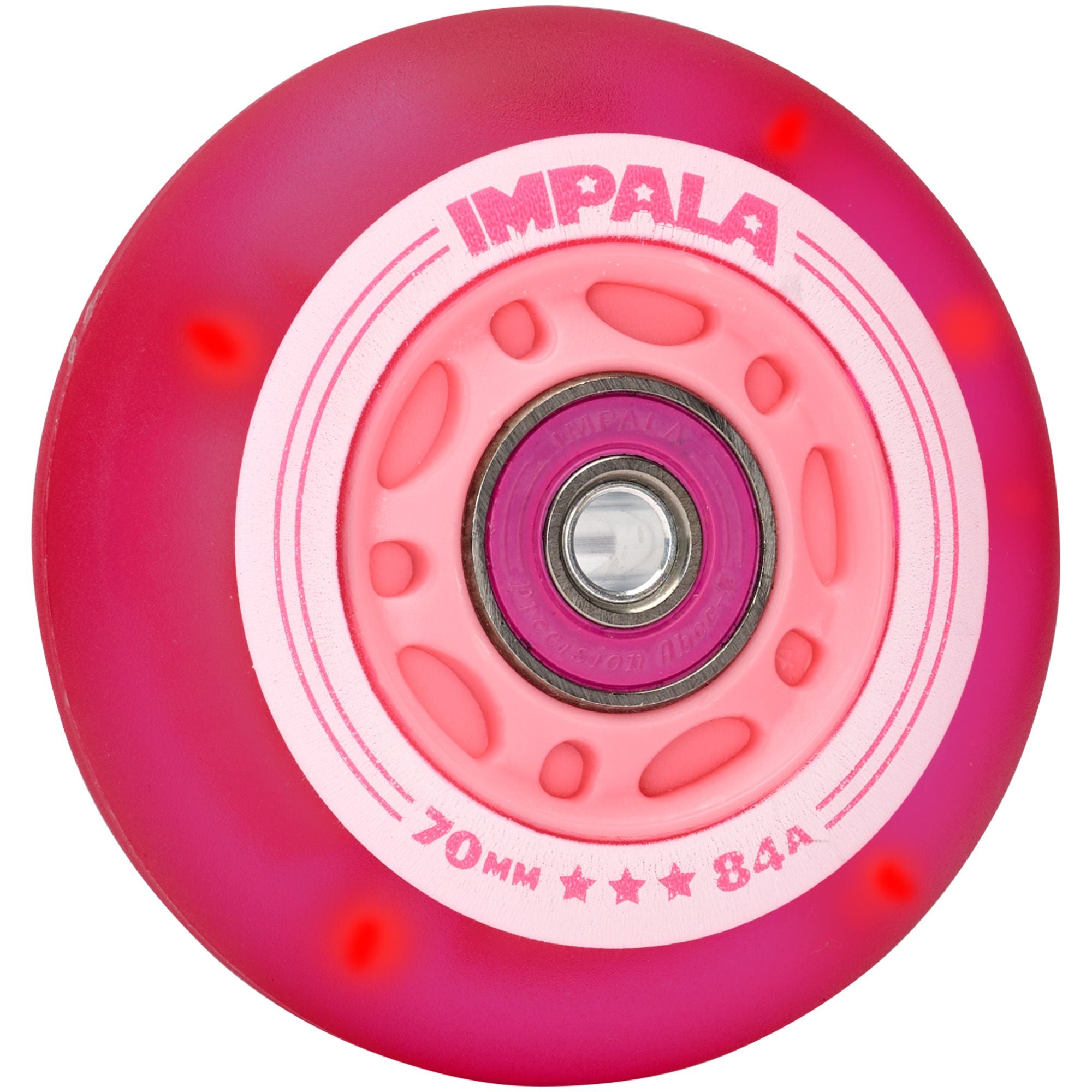 Impala 4 Pack LED Light Up Inline Skate Wheels - Pink & Red Glow Wheels for Roller Skates | Perfect for Night Skating, Roller Disco, and Outdoor Fun