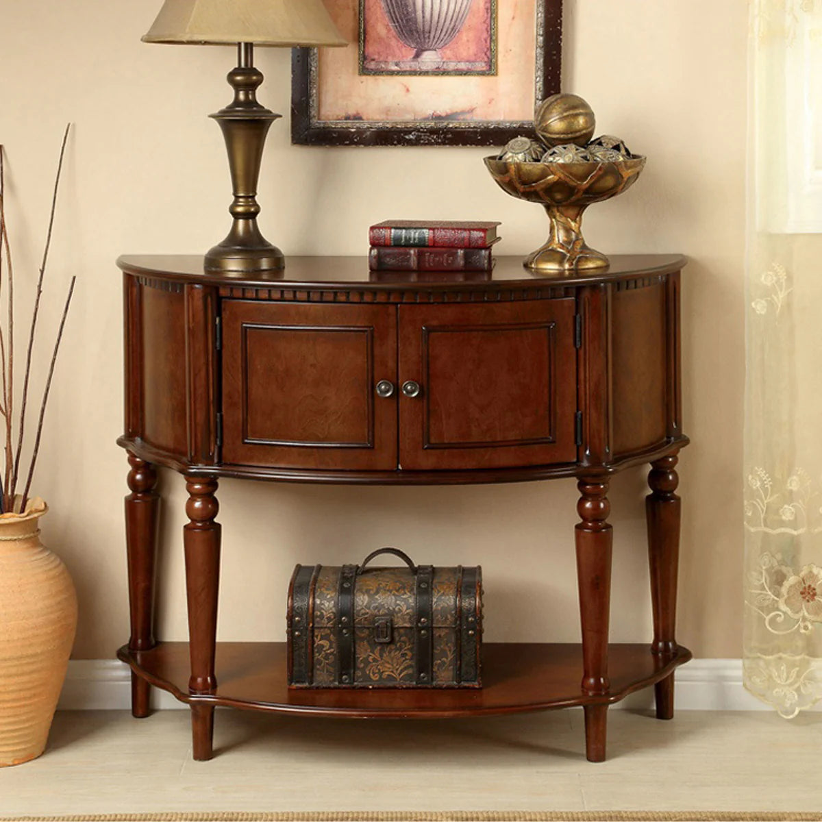 2 Door Display Hutch with Cherry Finish by All Things Cedar - Perfect for Kitchen Storage, Dining Room Decor, and Showcasing China Collections