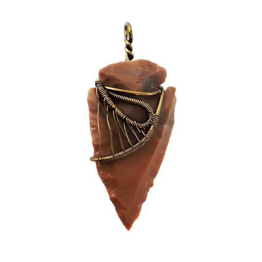 Original Brown Jasper Arrowhead Pendant Necklace in Antique Bronze - Natural Stone Jewelry for Outdoor Enthusiasts & Spiritual Healing