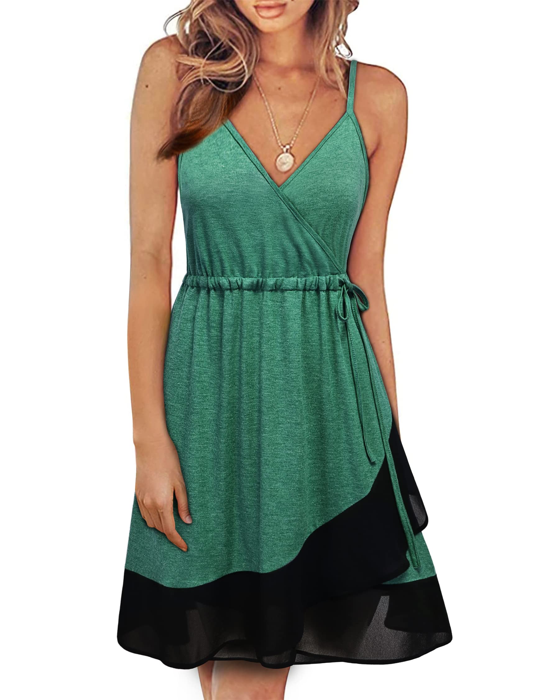 Women's Summer Wrap Dress - V Neck Sleeveless Midi Dress for Casual Wear | Beach, Vacation & Date Night Outfits