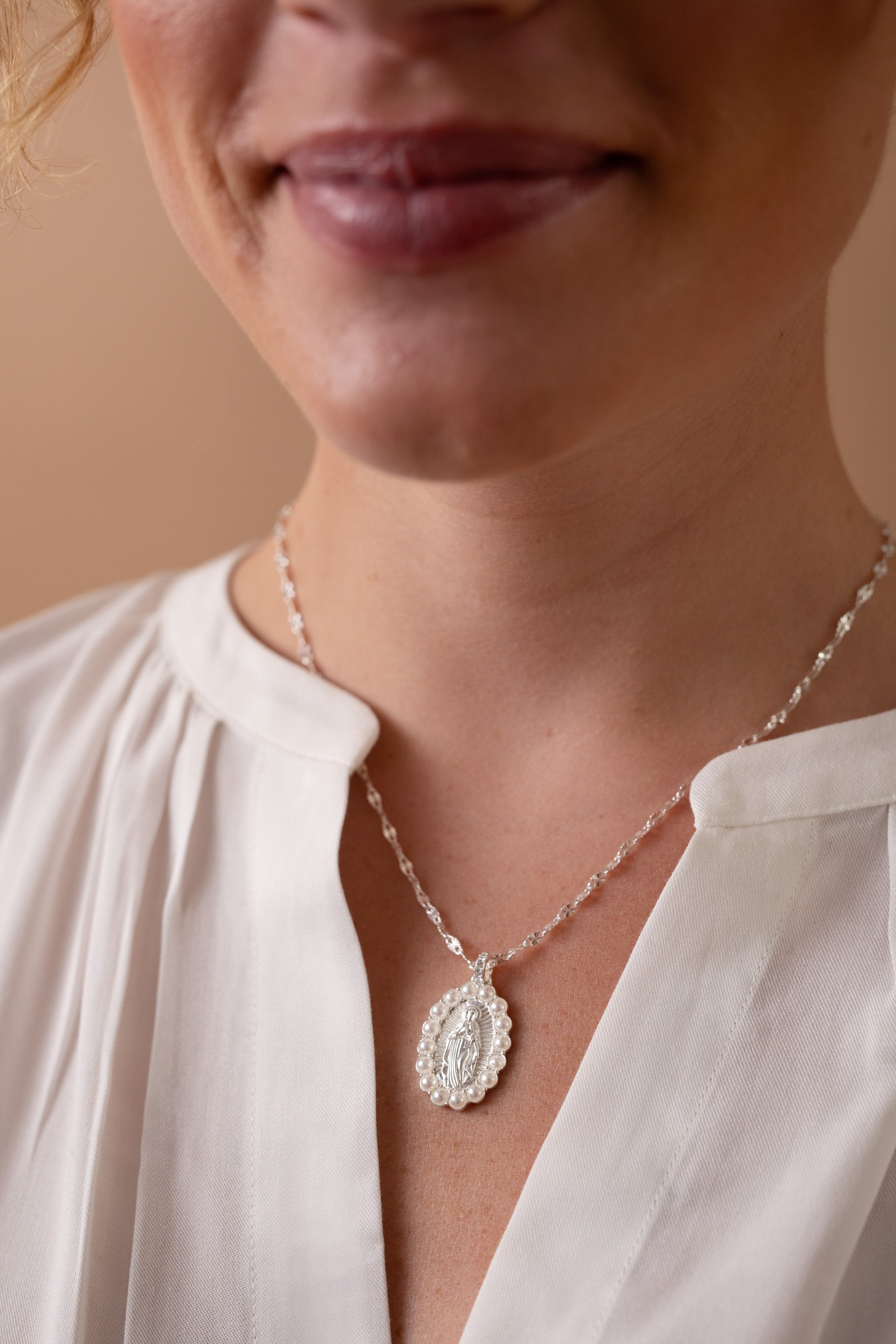 Divine Guides Virgin Mary Pendant Necklace - Religious Jewelry for Women, Sterling Silver Catholic Necklace - Perfect for Church, Prayer & Everyday Wear