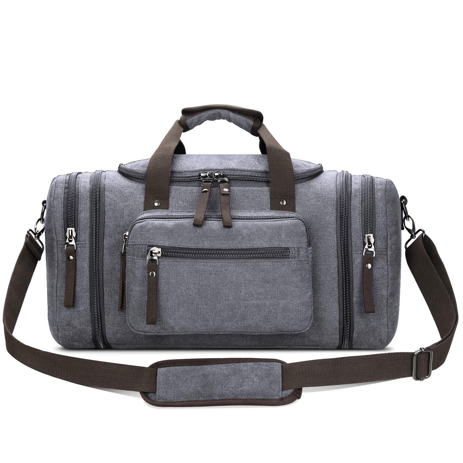 Toupons Canvas Duffel Bag for Men - Grey Carry-on Weekender for Travel & Gym
