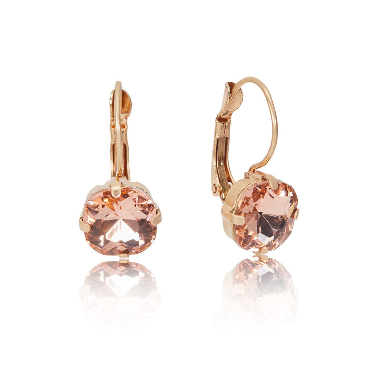 Vintage 1950s Style Cushion Cut Rose Pink Crystal Drop Earrings for Women - Elegant Dangle Earrings for Weddings, Parties & Special Occasions