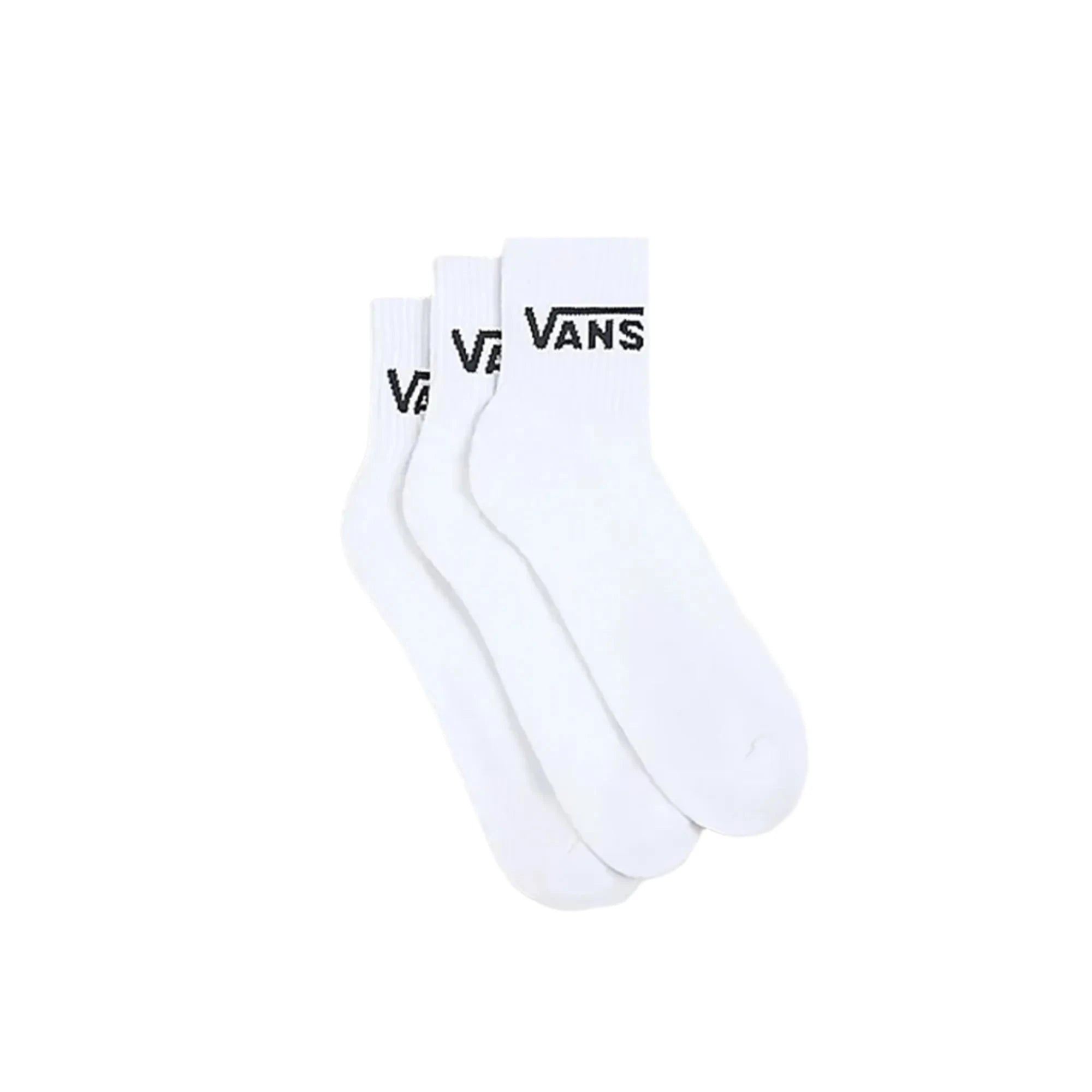 VANS Classic Half Crew Socks 3-Pack White | Comfortable Cotton Athletic Socks for Men & Women | Perfect for Casual Wear, Sneakers & Everyday Use