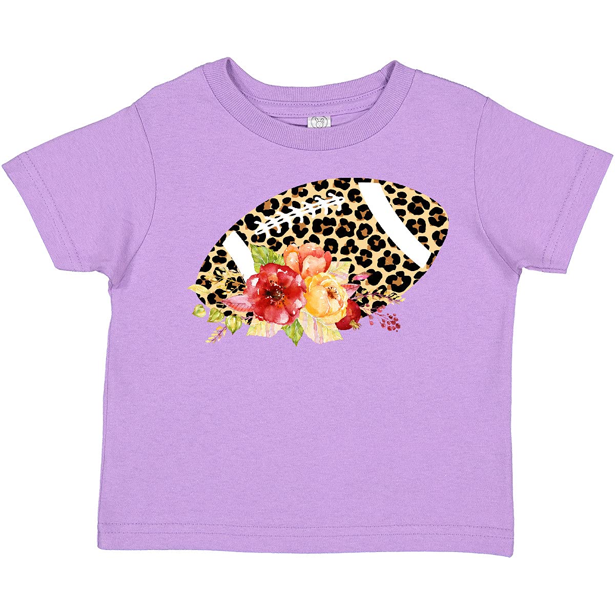 Inktastic Football with Flowers and Leopard Spots Toddler T-Shirt - Cute Soft Cotton Tee for Baby Boys & Girls - Perfect for Playdates, Birthday Parties & Family Photos