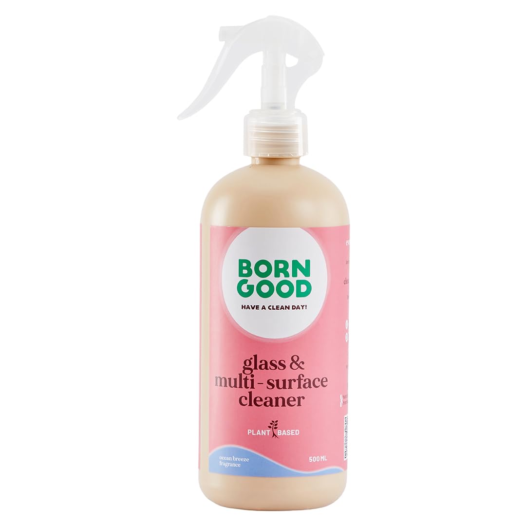 Born Good Plant-Based Glass & Multi-Surface Cleaner | Non-Toxic, Biodegradable, Safe for Kids Toys | 500ml | Perfect for Kitchens, Bathrooms & Nursery Cleaning