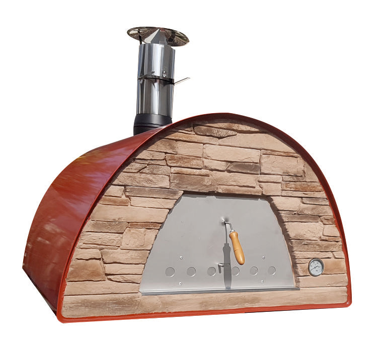 MAXIMUS PRIME Large Portable Pizza Oven - Outdoor Wood Fired Pizza Maker, Stainless Steel & Red Finish - Perfect for Backyard, Camping, Picnics and Tailgating Parties