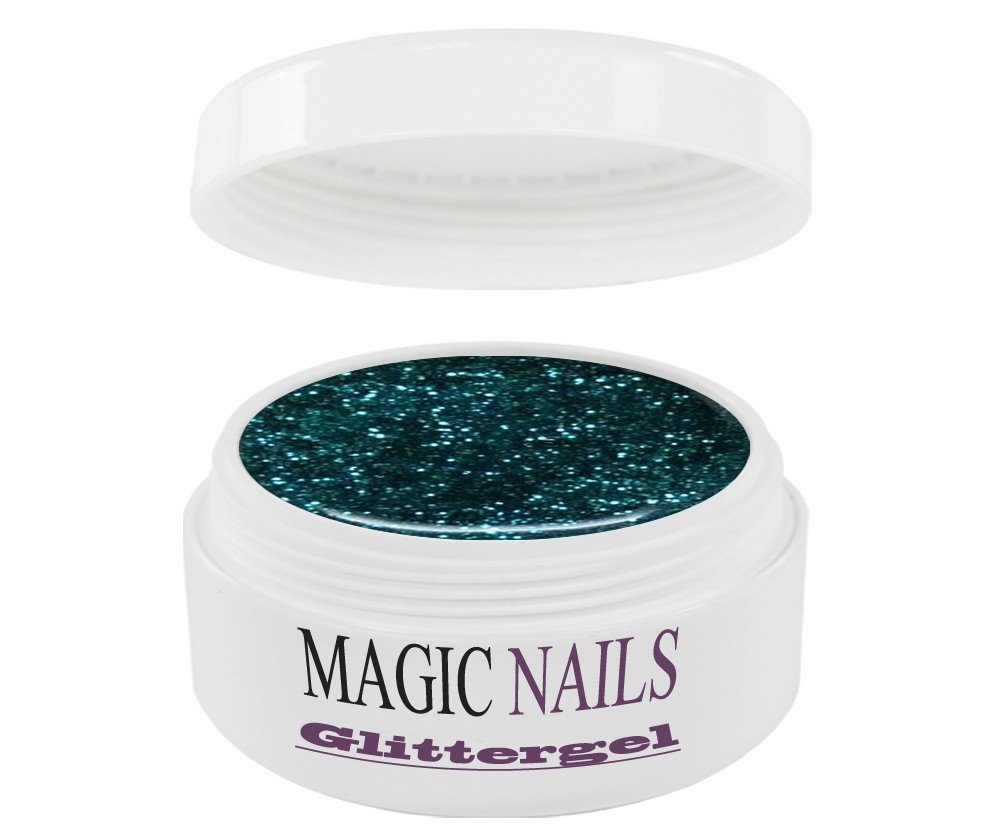 Magic Nails Glitter Gel Polish - Ocean Green 03 (5ml) | Long-Lasting Shine for Manicures & Pedicures | Perfect for Parties, Weddings & Special Occasions
