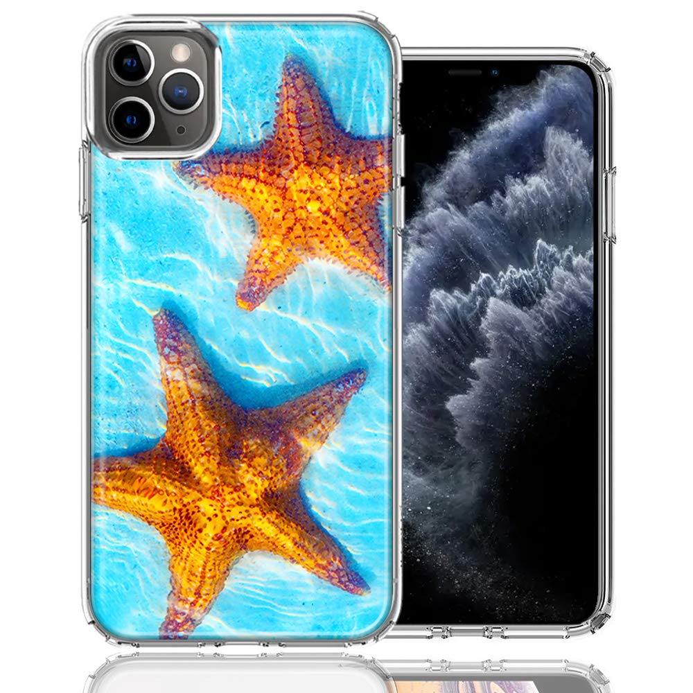 Premium Double Layer Shockproof Phone Case for Apple iPhone 12 Pro/12 - Ocean Starfish Design - Slim Protective Cover with Raised Bezels for Screen & Camera Protection - Perfect for Daily Use, Travel & Outdoor Activities