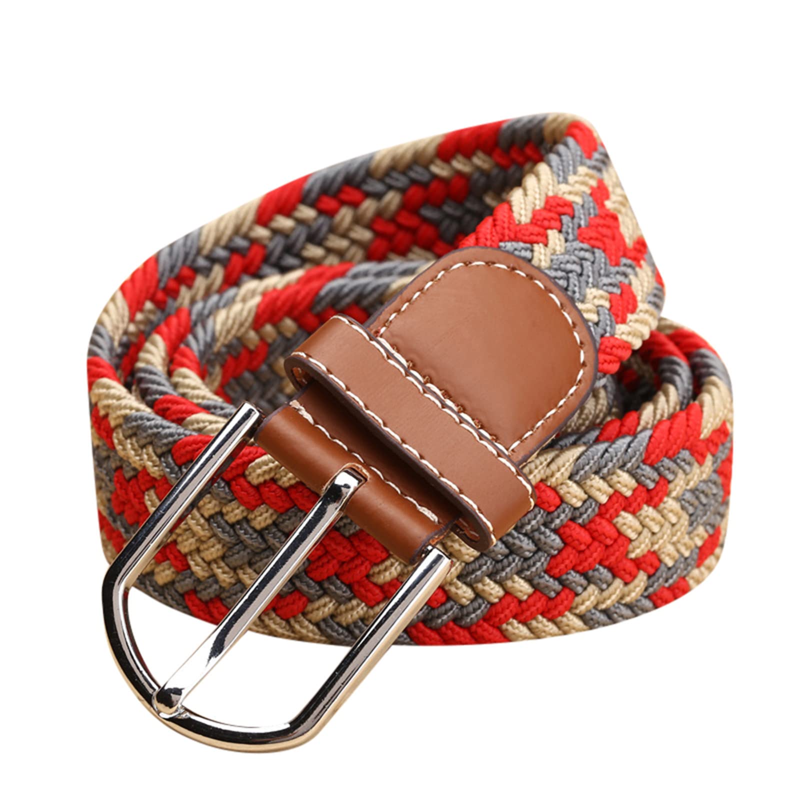 Stylish Unisex Stretch Canvas & Leather Dress Belt for Men & Women - Adjustable Waist Belt for Pants, Skirts & Formal Wear - Perfect for Office, Casual & Evening Outfits