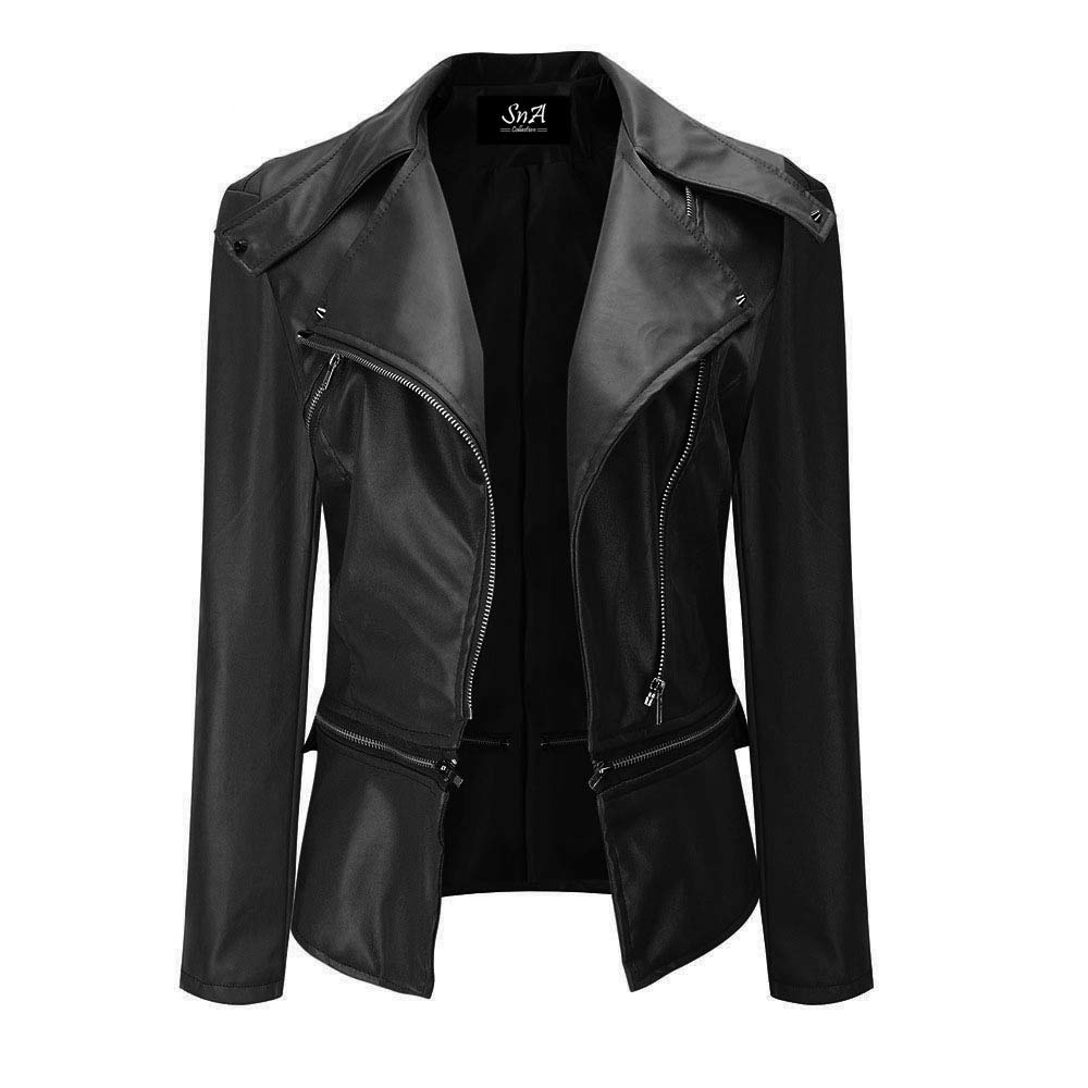 Stylish Women's Two-Piece Removable Hem Leather Jacket with Zipper - Perfect for Fall Fashion, Night Out & Casual Wear