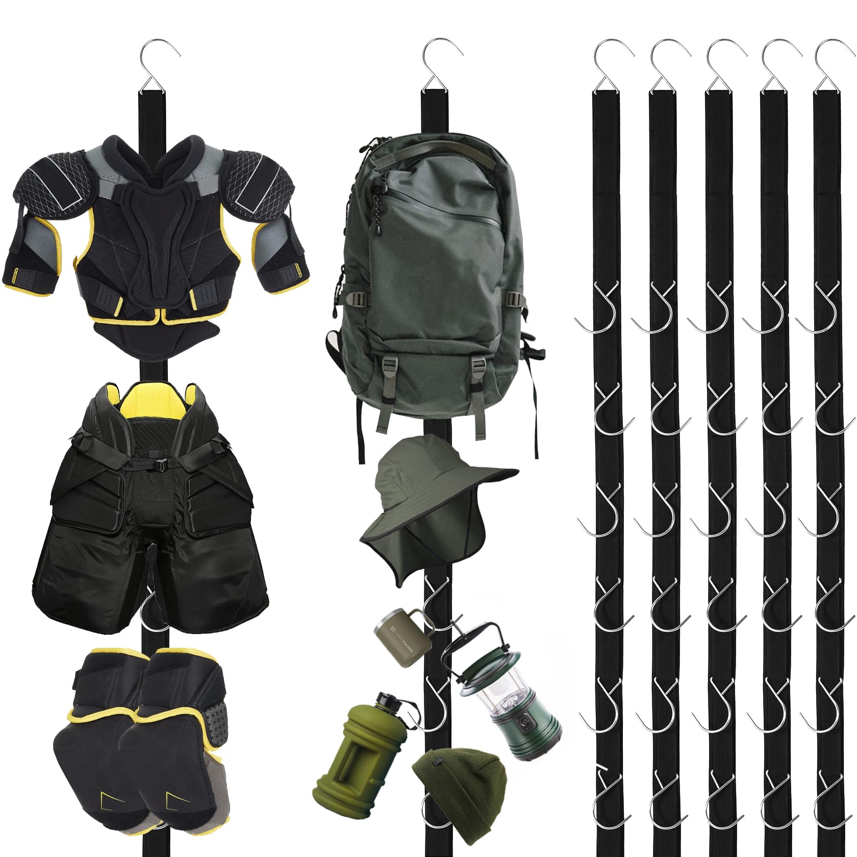 Portable Hockey Equipment Drying Rack with 12 Hooks - Sports Gear Organizer for Ice Hockey, Football, Baseball & Lacrosse - Compact Storage with Carrying Bag - Perfect for Locker Rooms, Garages & Travel - Indoor & Outdoor Use