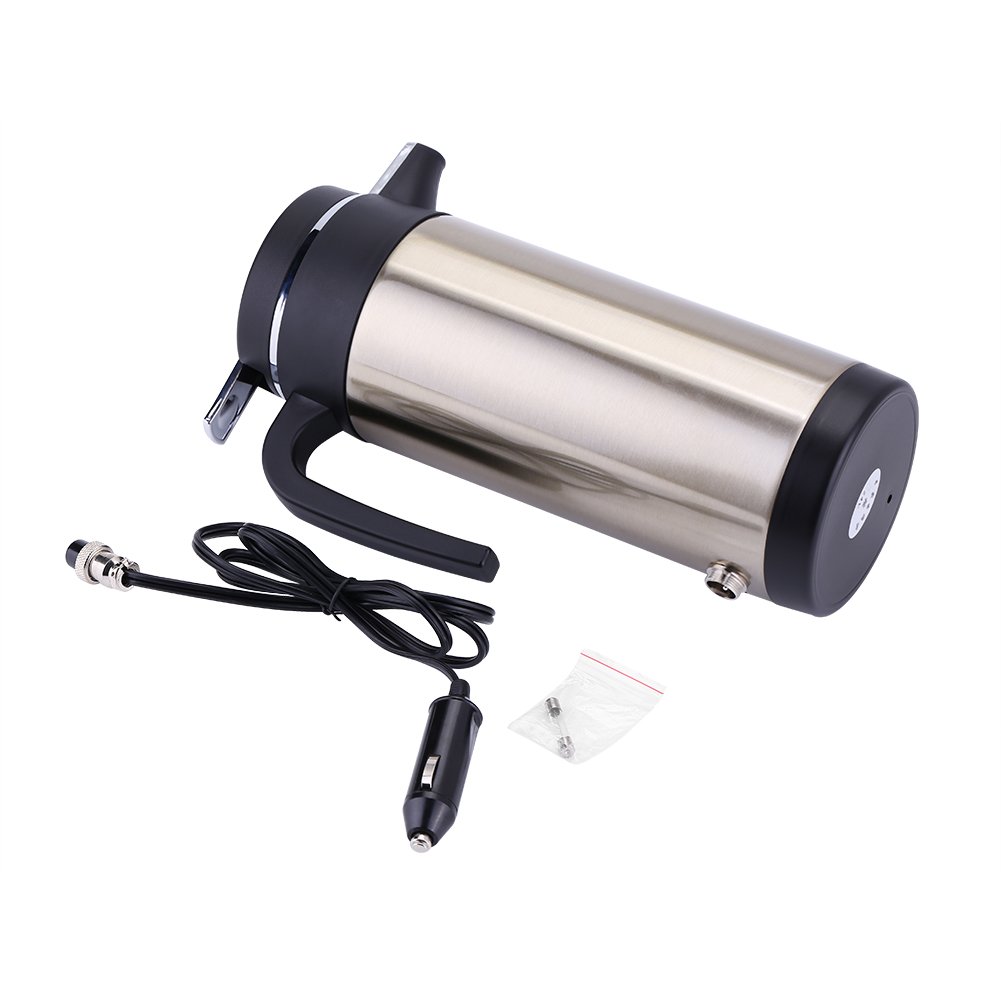 24V Portable Travel Electric Kettle - 1200ml Stainless Steel Car Heating Cup for Tea & Coffee - Fast Water Heater Bottle for Road Trips, Camping & Office Use