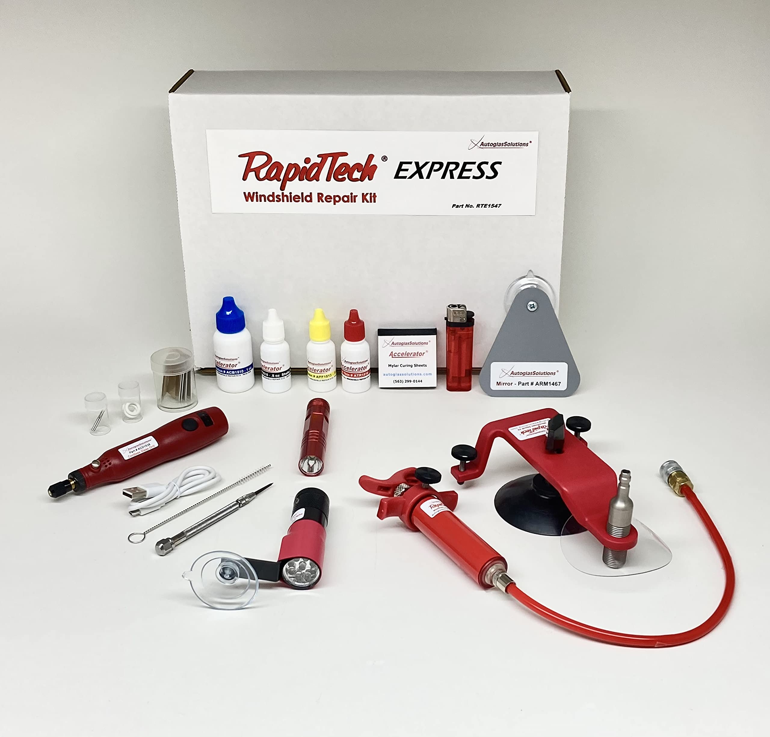 RapidTech Express Windshield Repair Kit – Fix Chips & Cracks Fast – DIY Car Glass Repair Solution for Home & Roadside Use