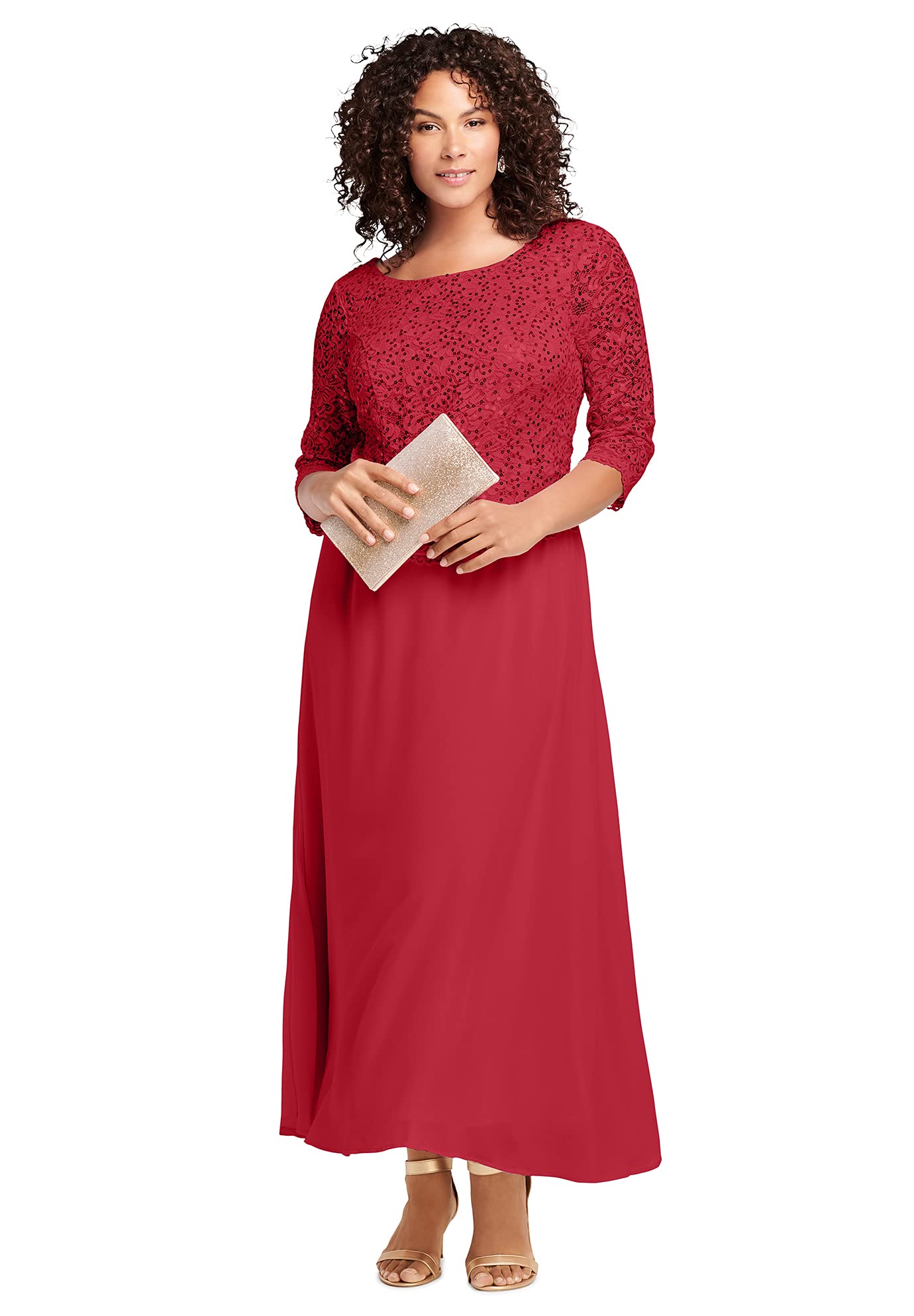 Roamans Women's Plus Size Lace Popover Dress for Evening Gowns & Formal Occasions - Elegant Church, Wedding Guest, Cocktail Party Outfit