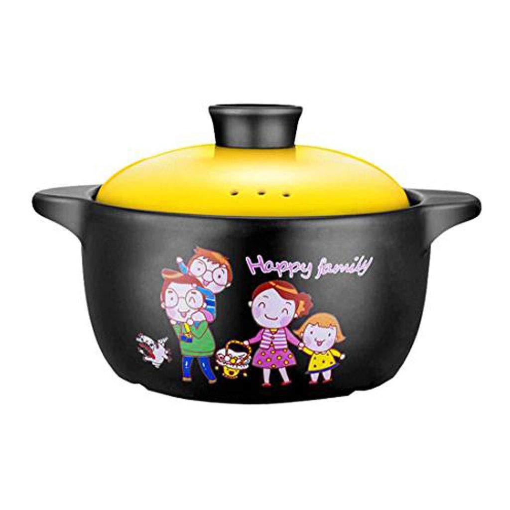 TJLSS Non-Stick Casserole with Lid - High Temperature Resistant Clay Soup Pot for Stovetop & Oven Use | Perfect for Soups, Stews & Slow Cooking (Yellow)