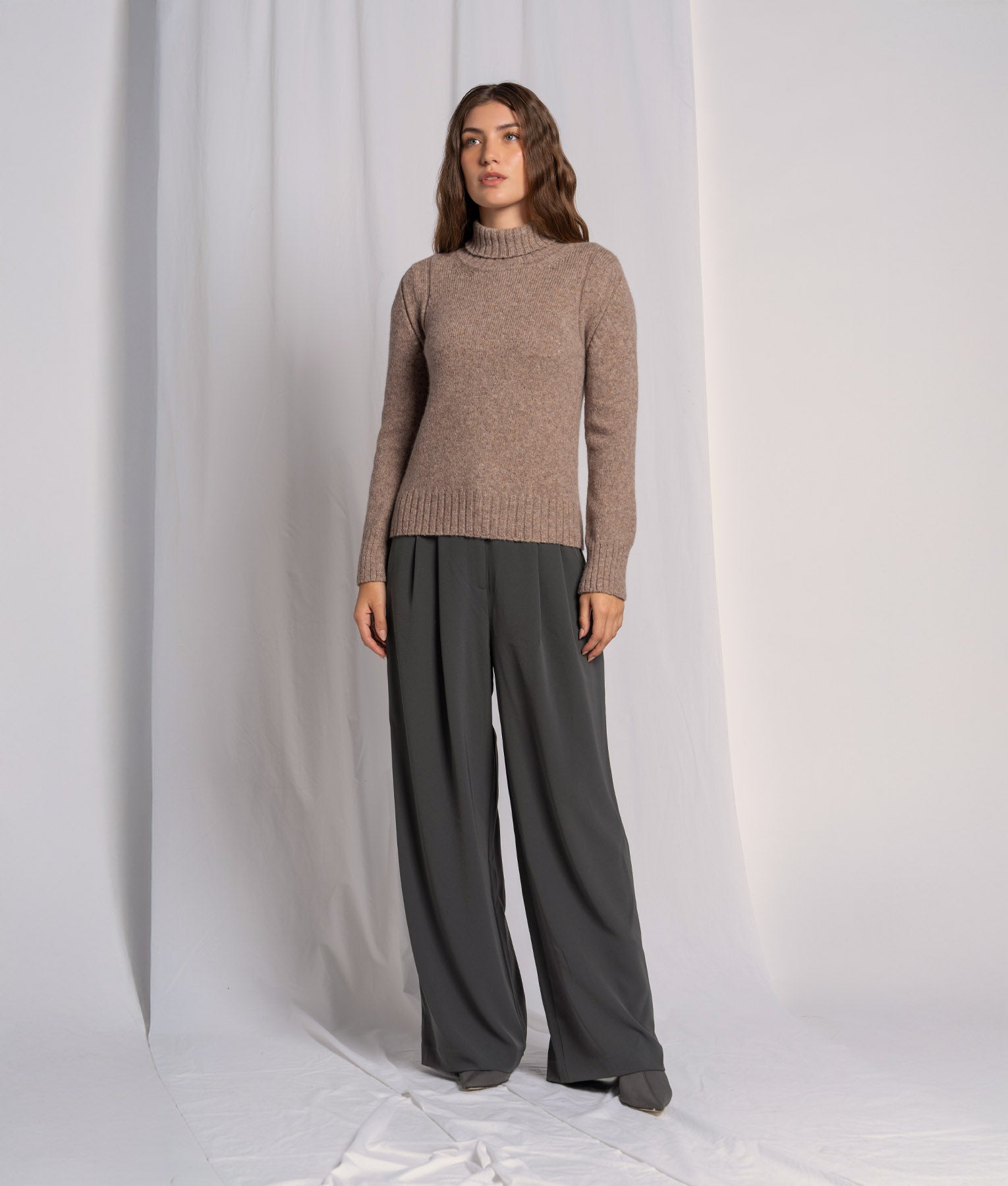 Women's Jersey High Neck Sweater - Soft Knit Pullover for Fall & Winter - Perfect for Office, Casual Wear & Layering
