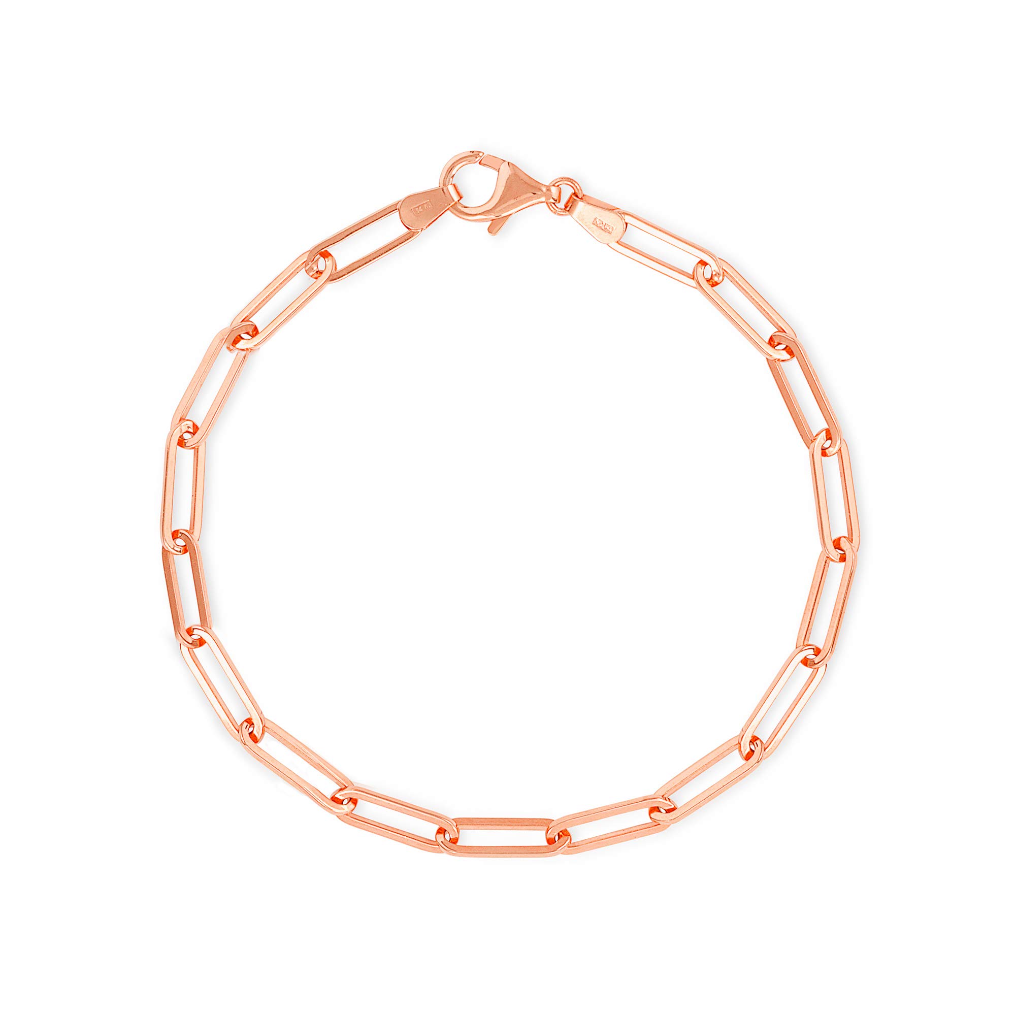 TOUSIATTAR 14k Gold Paper Clip Link Bracelet - Yellow, White & Rose Gold Luxury Jewelry for Women - Adjustable 5