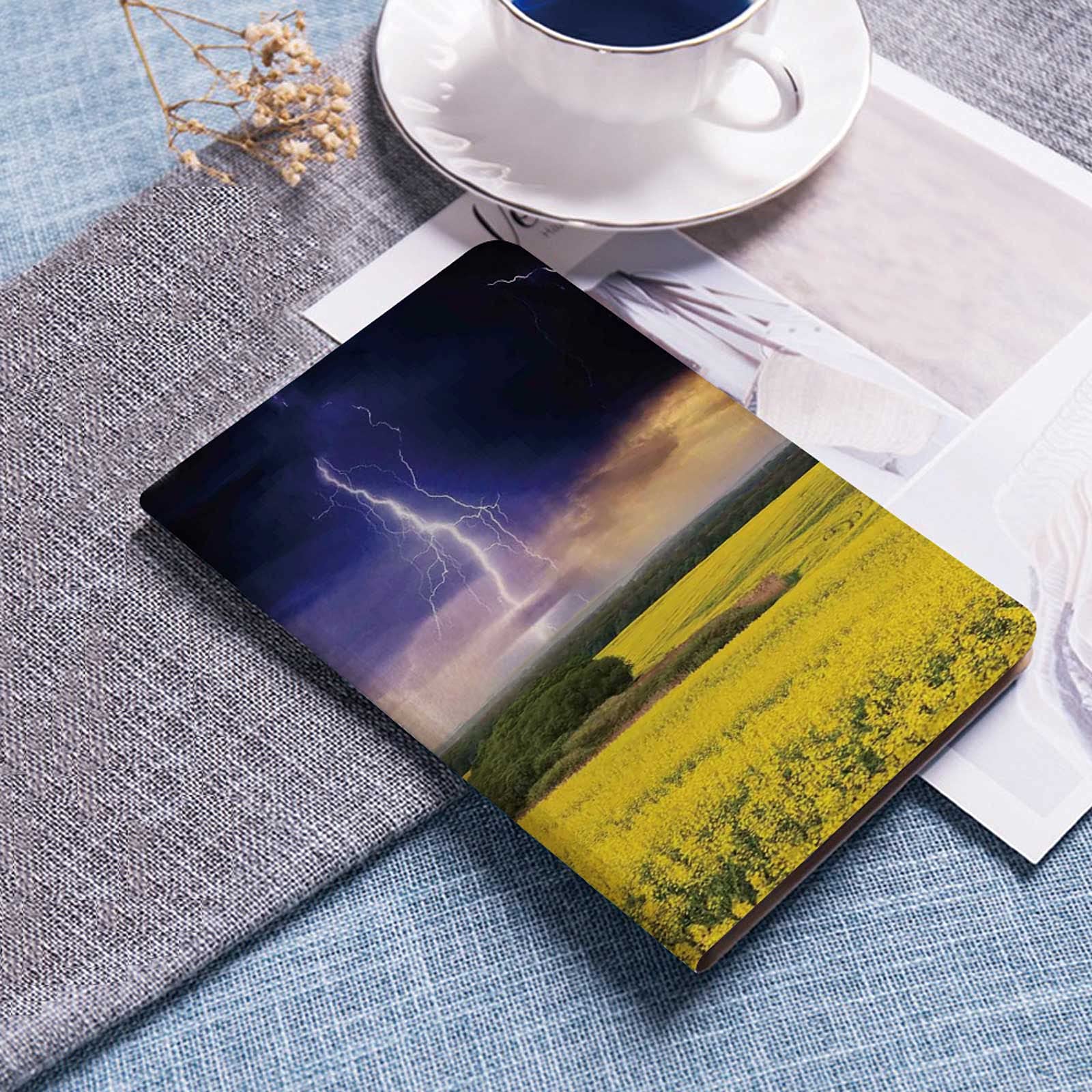 Lake House Decor iPad Air Case / iPad Air 2 Case / iPad 9.7 Inch 2017 2018 Case - Majestic Summer Storm Wind Over Meadow Soft TPU Back Cover with Adjustable Stand & Bumper Protection - Perfect for Home Office, Travel & Outdoor Use