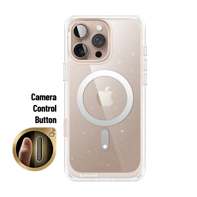 iPhone 16 Pro Max 6.9 Inch Unicorn Beetle MAG Slim Clear Case with MagSafe & Camera Control Button | Glitter Pink Design | Perfect for Daily Protection & Wireless Charging