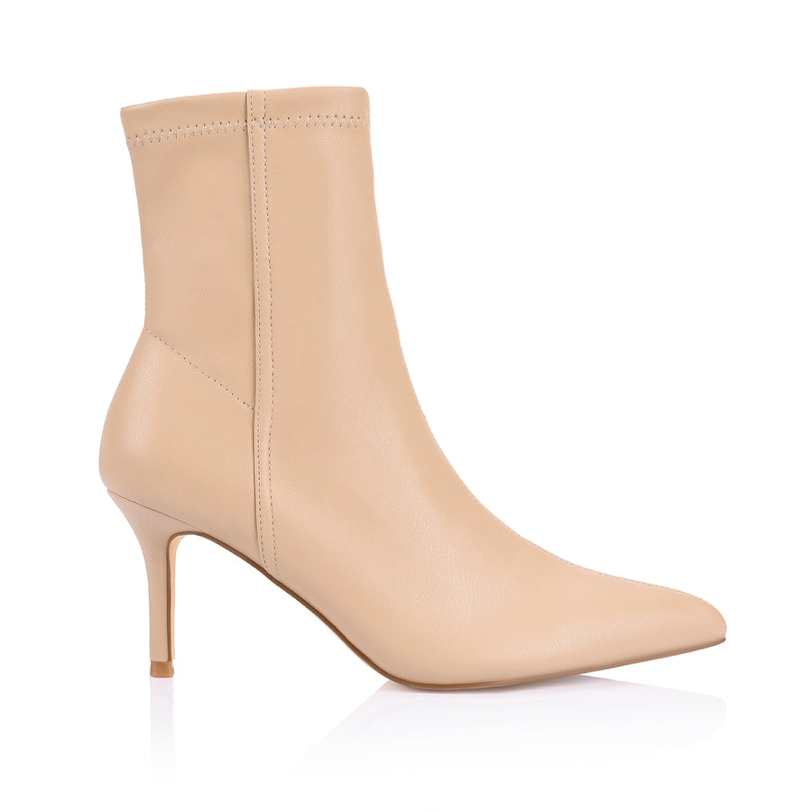 Bella Stretch Ankle Boots for Women - Comfortable Beige Stretch Boots for Casual Wear & Everyday Outfits | Perfect for Work, Date Night & Fall Fashion