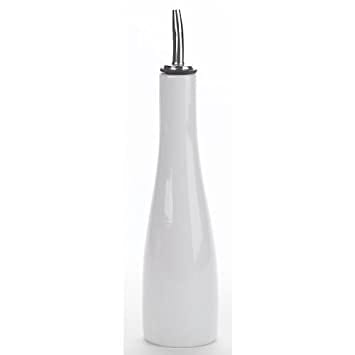 10oz White Porcelain Vinegar Bottle - Elegant Kitchen Oil Dispenser for Salad Dressing, Cooking & Tabletop Decor