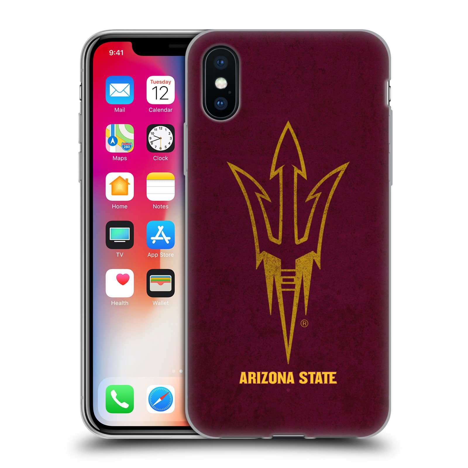 Official Arizona State University ASU Distressed Soft Gel Case for iPhone X/Xs - Durable Protective Cover with Stylish College Design | Perfect for Students, Alumni & Sun Devils Fans