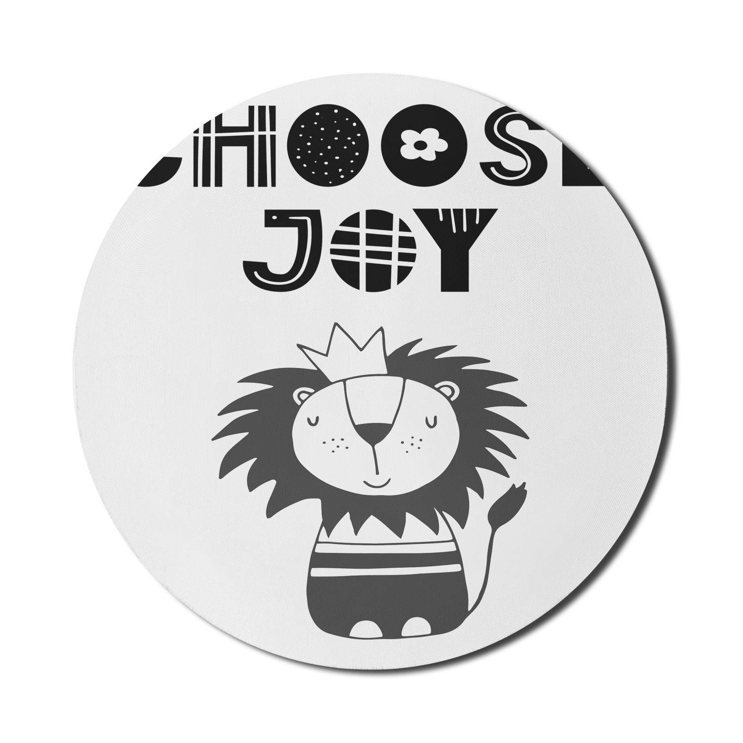 Ambesonne Lion Gaming Mouse Pad - Hand Drawn Jungle King Design with Inspirational Quote, Non-Slip Thick Rubber Base, 8