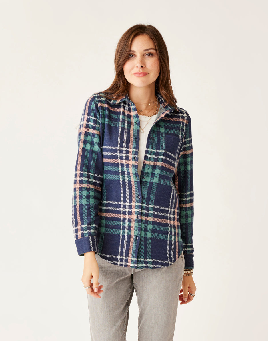 Fairbanks Supersoft Plaid Shirt for Men - Navy Blue Multi-Color Checkered Casual Button Down Shirt - Perfect for Office, Date Night & Weekend Outings