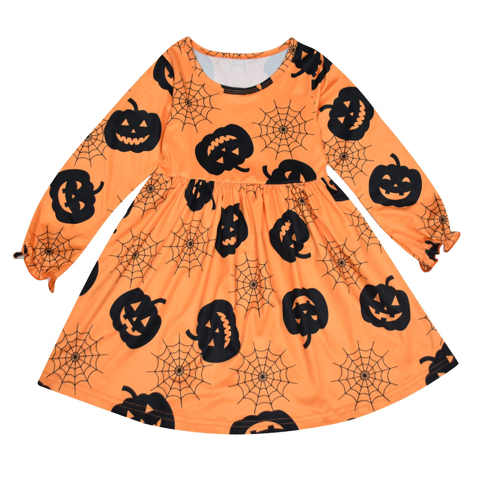 **Halloween Costume for Baby Girls - Long Sleeve Cartoon Princess Dress with Bowknot & Mesh Prints | Perfect for Trick-or-Treating, Parties & Photo Shoots**