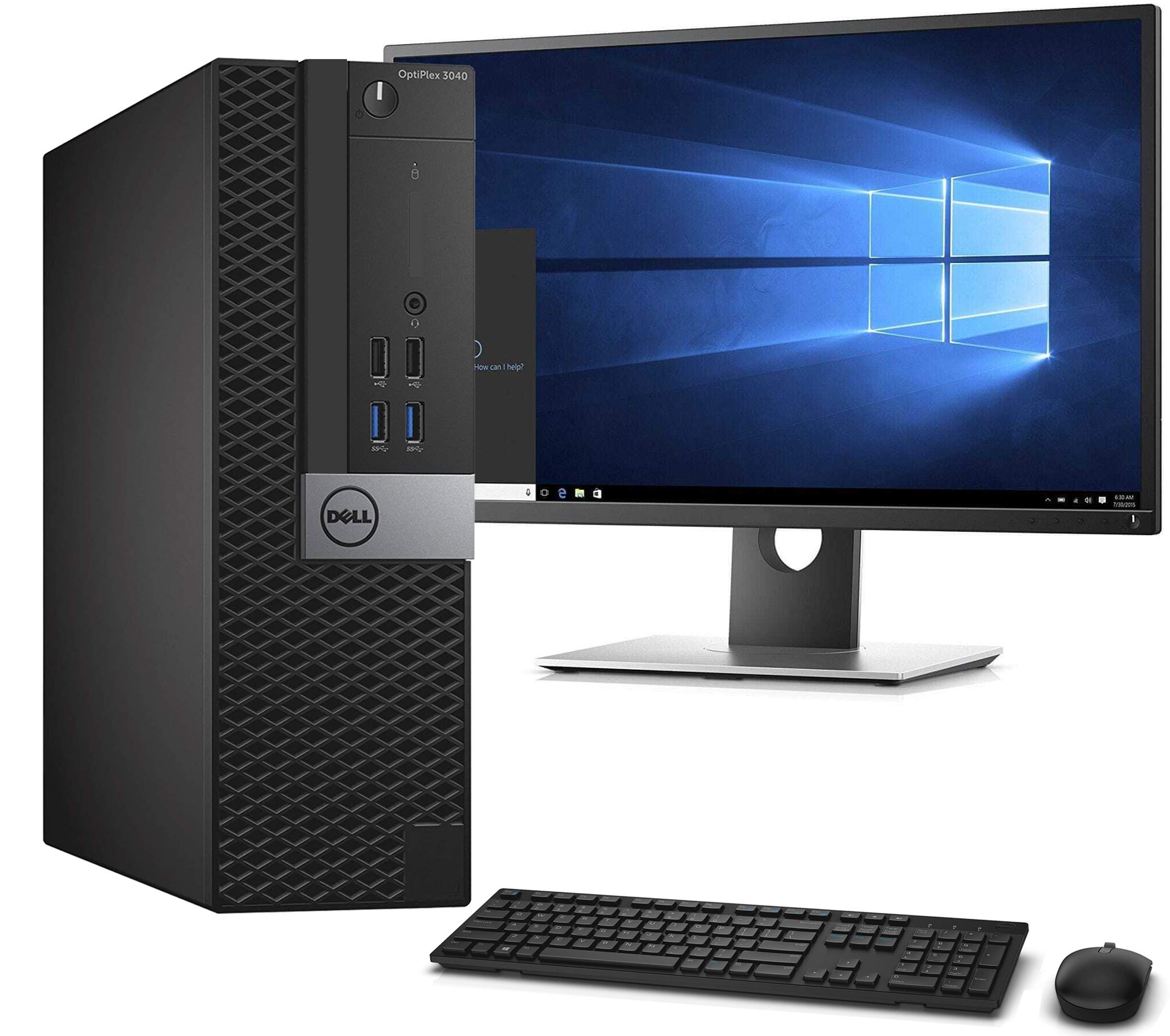 Refurbished Dell OptiPlex SFF Desktop Computer with Intel Core i5-6500 3.2GHz, 16GB RAM, 240GB M.2 SSD + 1TB HDD, WiFi, Bluetooth, HDMI - Includes Wireless Keyboard & Mouse and New 23.8