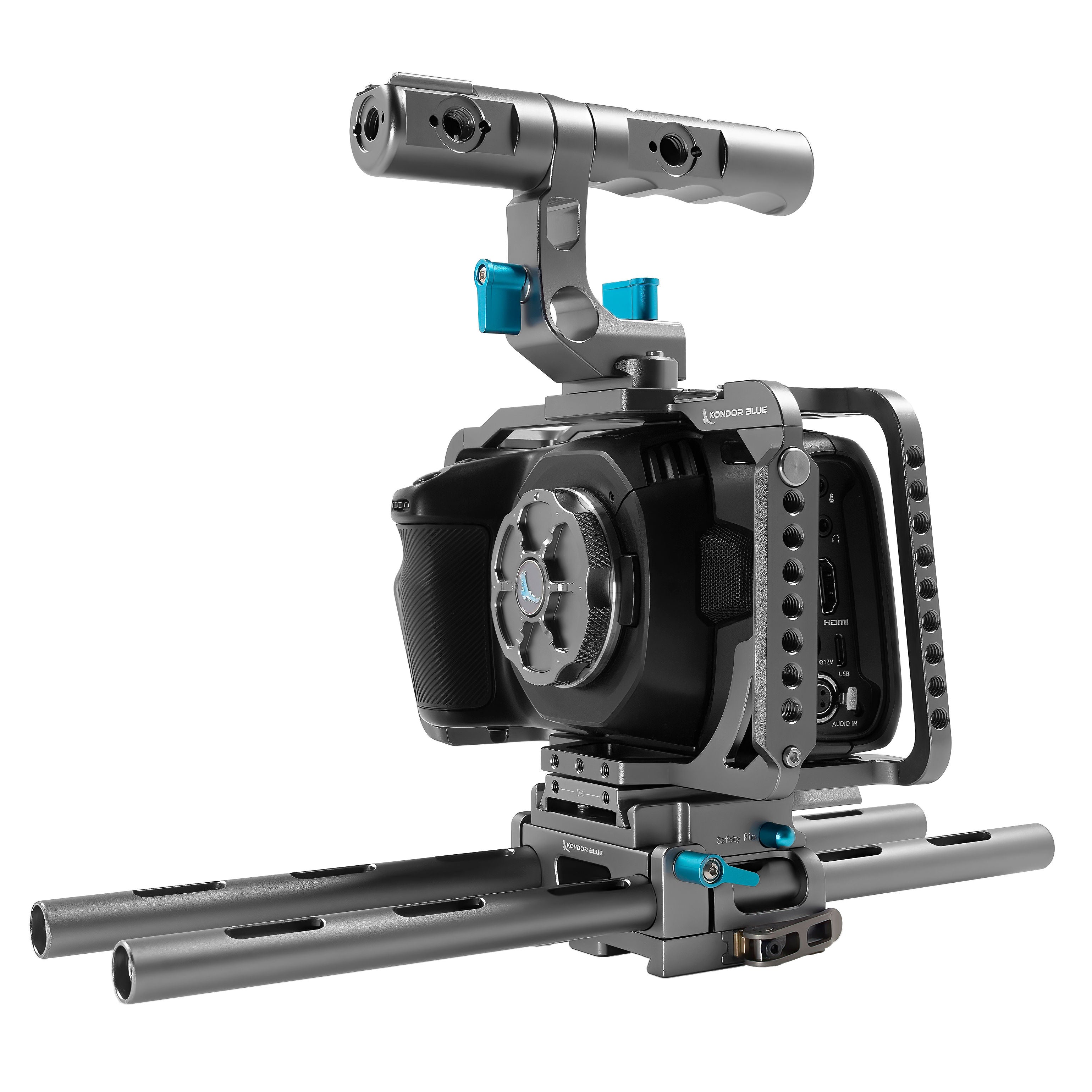 Kondor Blue Blackmagic Pocket Cinema 4K/6K Camera Base Rig - Professional Stabilizer for Filmmaking & Vlogging