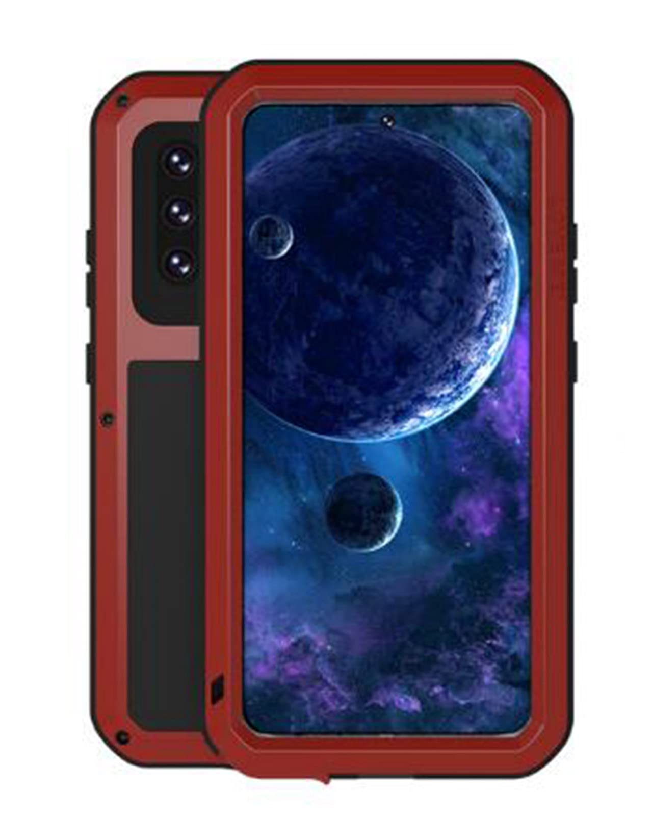 Shockproof Waterproof Phone Case for Samsung Galaxy A52 - Heavy Duty Metal Armor Protection, Dustproof & Dirt Resistant (Red) | Perfect for Outdoor Activities, Construction Work & Extreme Sports