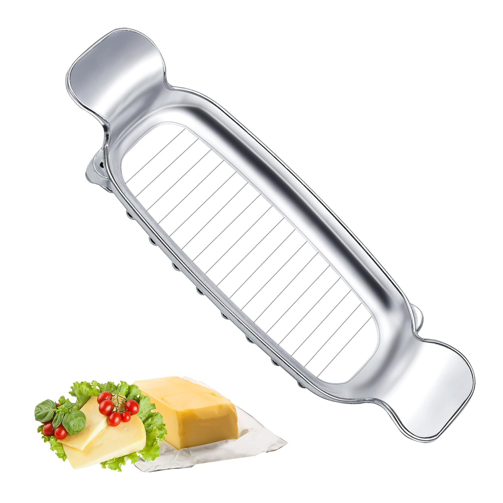 Stainless Steel Butter and Cheese Slicer - Multi-Functional Kitchen Tool for Block Cheeses & Butter - Perfect for Sandwiches, Charcuterie Boards & Food Prep