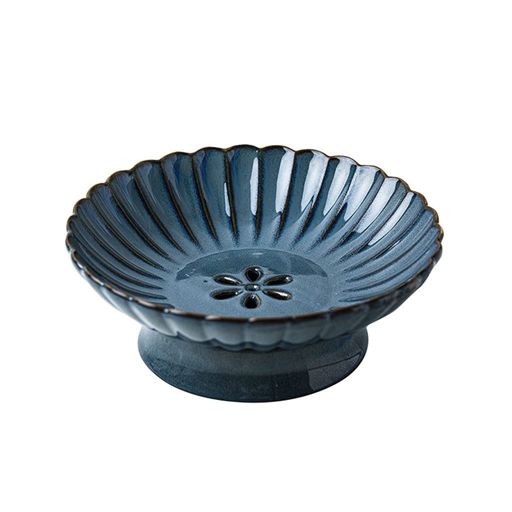 Creative Double-Layer Ceramic Fruit Basket Bowl with Drain Hole - Elegant Blue Home Decor for Kitchen, Dining Table & Party Serving | Perfect for Fresh Fruits Display & Entertaining