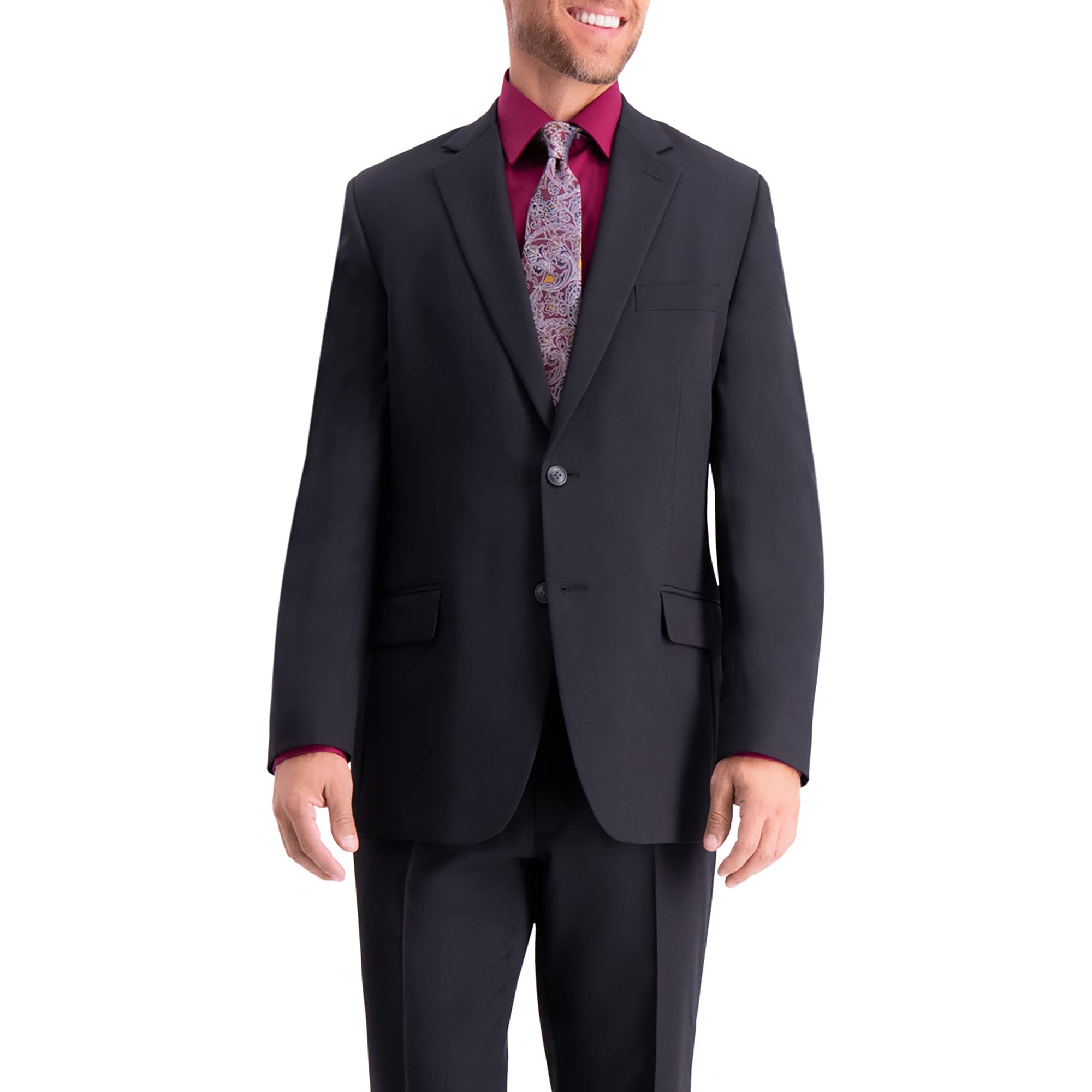 Haggar Men's Travel Performance Suit Jacket - Classic & Tailored Fit - Regular & Big & Tall Sizes - Wrinkle Resistant & Stretch Comfort for Business Travel & Formal Occasions