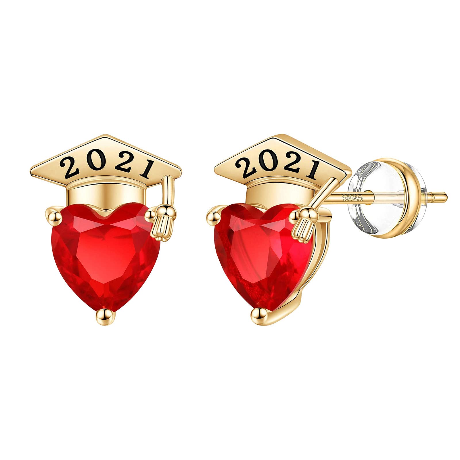 Kiosan Fun Hoop Earrings for Women - Heart-Shaped Graduation Jewelry Gift for College Girls (Red, One Size) - Perfect for Graduation Ceremonies, Parties & Special Occasions