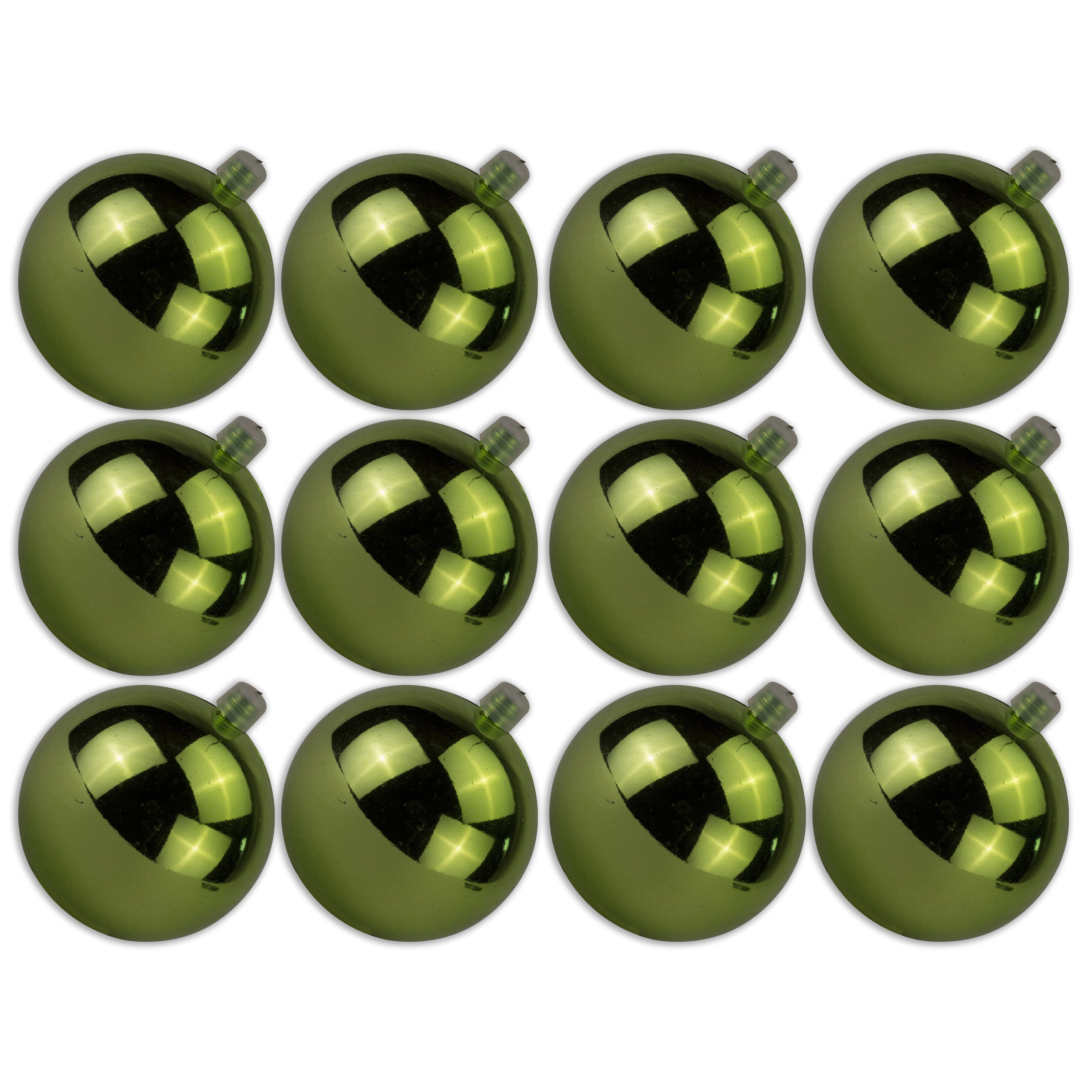 12 Pack 60mm 2.5 Inch Shiny Lime Green Christmas Ball Ornaments with Hanging Wire & UV Coating - Perfect for Holiday Tree Decor, Party Favors, and Home Decoration