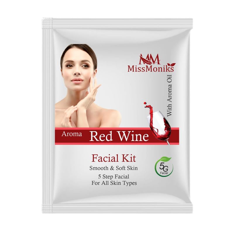 MissMoniks Red Wine Facial Kit for Women - Instant Glow & Brightening Skincare Set for Party Ready Skin | Easy At-Home Spa Treatment for Dullness & Uneven Tone | Perfect for Pre-Event Prep & Self-Care Days