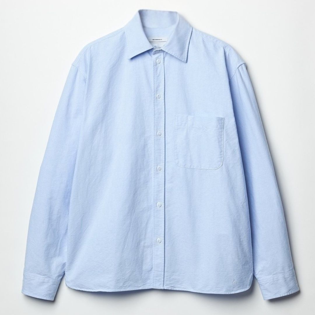 Pale Blue SHIRT11OX Men's Cotton Oxford Long Sleeve Shirt - Classic Casual Wear for Office, Dating & Outdoor Activities