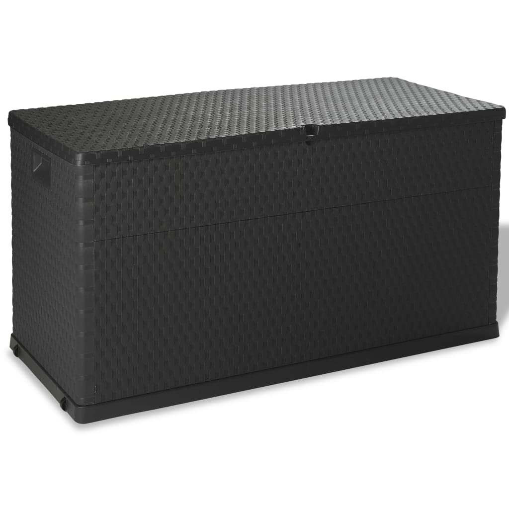 Homvdxl 111 Gallon Deck Box - Waterproof Outdoor Storage Container for Patio Cushions, Pool Toys, Garden Tools & Hoses - Lockable Lid, Durable PP Material (Black) - Perfect for Backyard, Poolside & Garden Organization