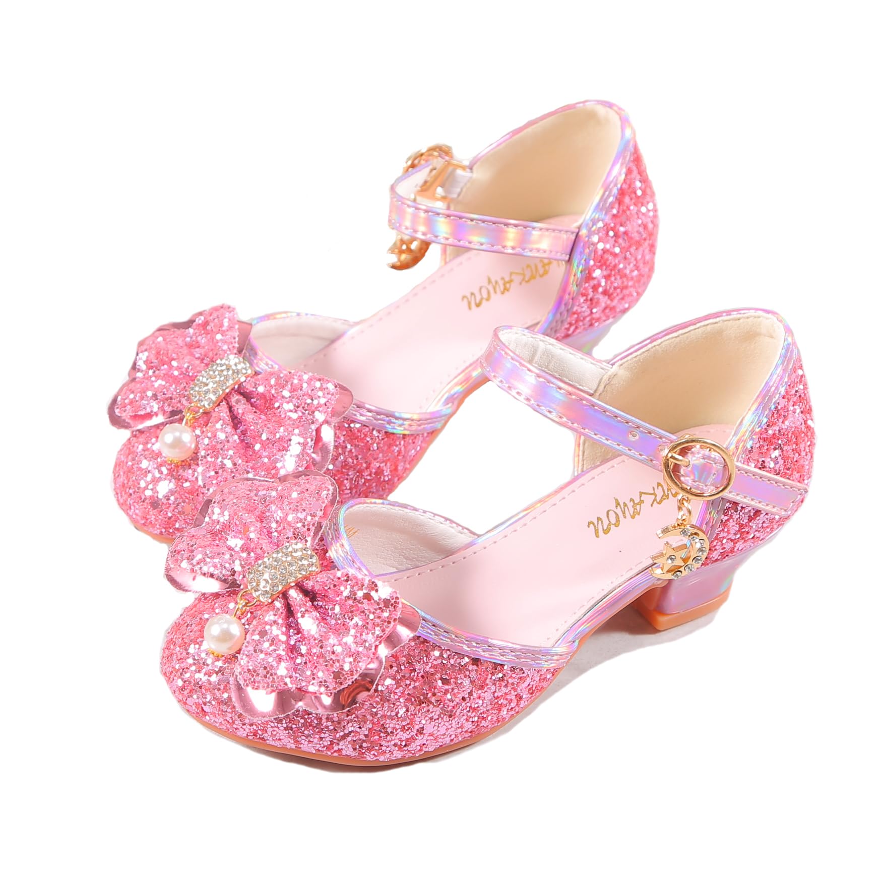 YUNICUS Girls Clear Sparkle Jelly Sandals with Bow - Mary Jane Flats for Cosplay, Dress Up & Summer Outfits | Comfortable Kids Dress Shoes for Parties, Weddings & Special Occasions