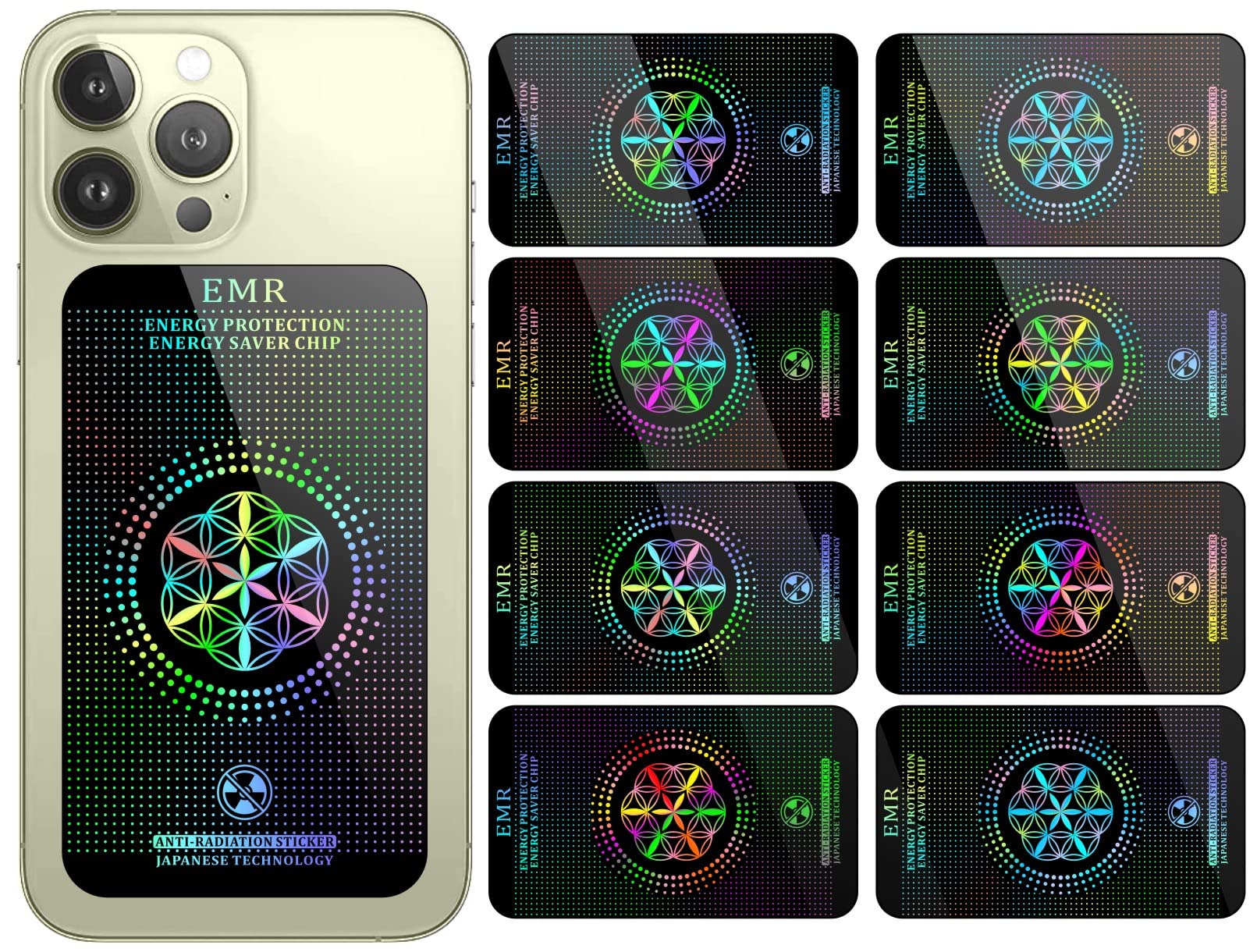 Arila EMF Protection Stickers for iPhone, Samsung, iPad, MacBook & Laptops - Blocks 99% of 5G Radiation | 8-Pack | Perfect for Office, Travel & Home Use